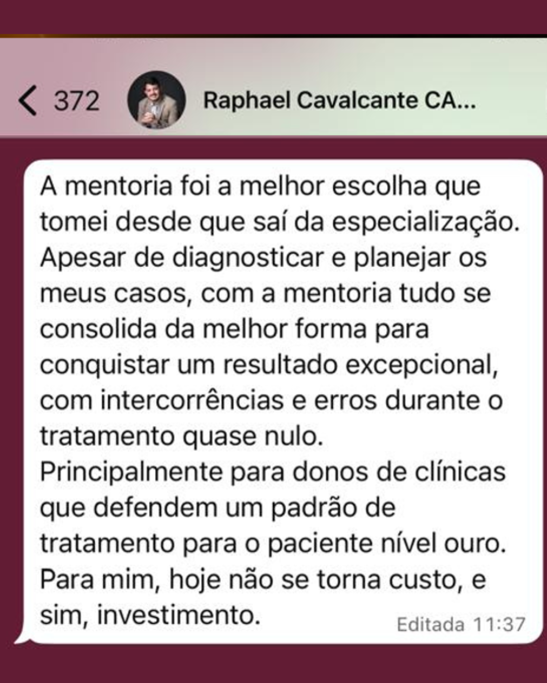 Depoimento de Dr. Raphael Cavalcante sobre a mentoria da Profa. Hyonaya